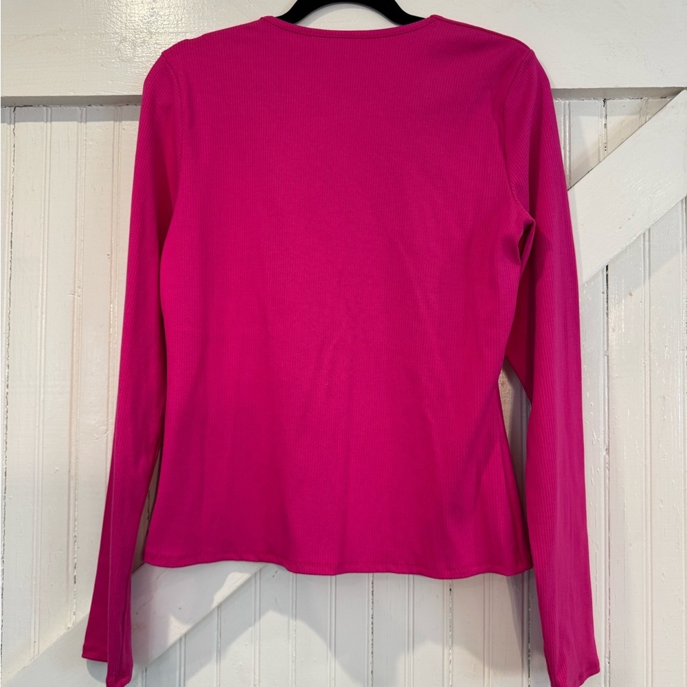 Lulus Hot Pink Ribbed Top XL NWT | Bustier Style Long Sleeve - Picture 4 of 9